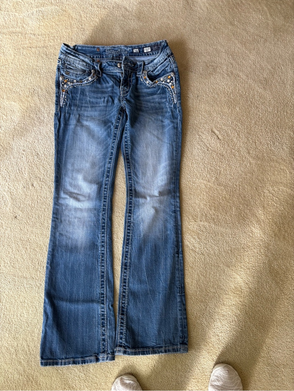Miss Me Signature Blue Embellished Flare Jeans